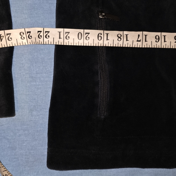 Vtg Lauren Ralph Lauren Black Crushed Velour Track Jacket - Two-Way Zip - Size L - Picture 12 of 12